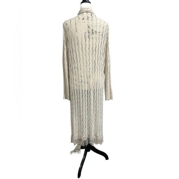 Scandal made in Italy boho style long crocheted duster in natural color OS - Picture 7 of 14